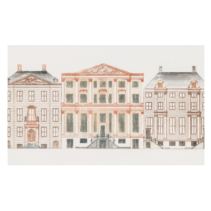 Tapet Vinilic Pentru Perete, Tulup, Cladiri clasice, Alb, 416 x 254 cm, Pentru Bucatarie, Cu Model, 010100060100000282717