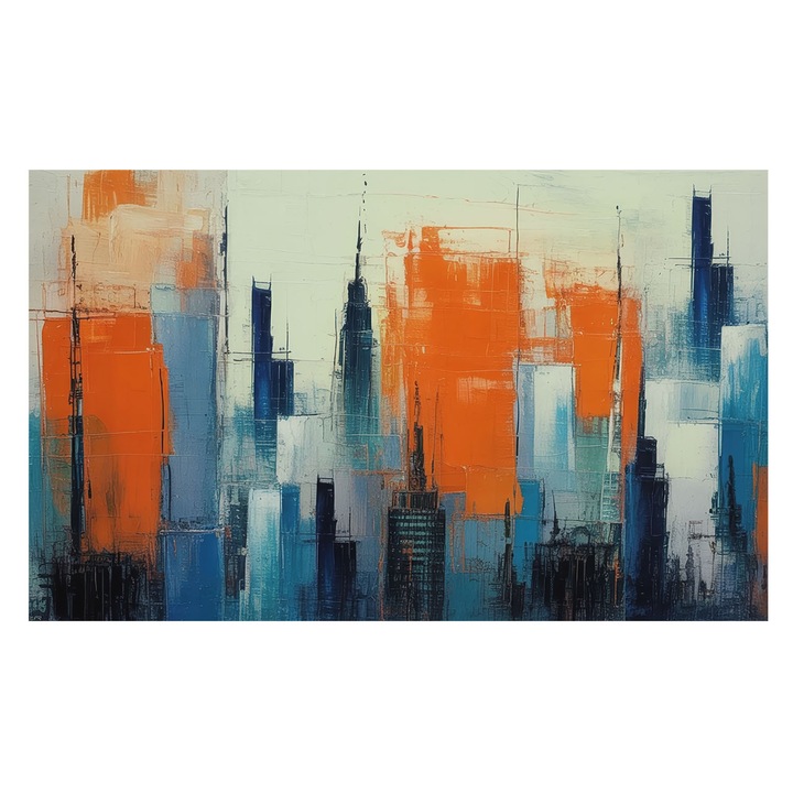 Tapet clasic tulup, Oras abstract, portocaliu, 416x254 cm, lavabil, rezistent la apă