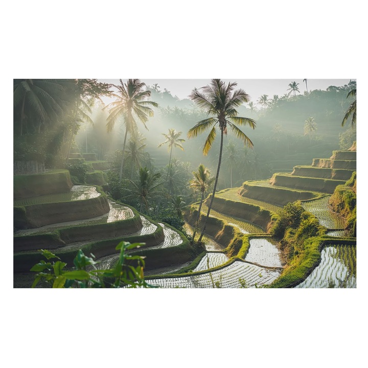 Fototapet Tulup, Terase paradisiace, Verde, 416x254cm, Lavabil, Usor de instalat