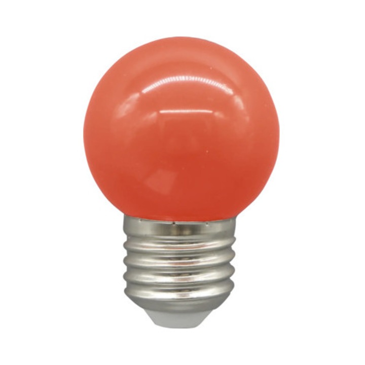 Set 10 becuri LED Well E27 3W, glob G45 transparent, lumina rosie