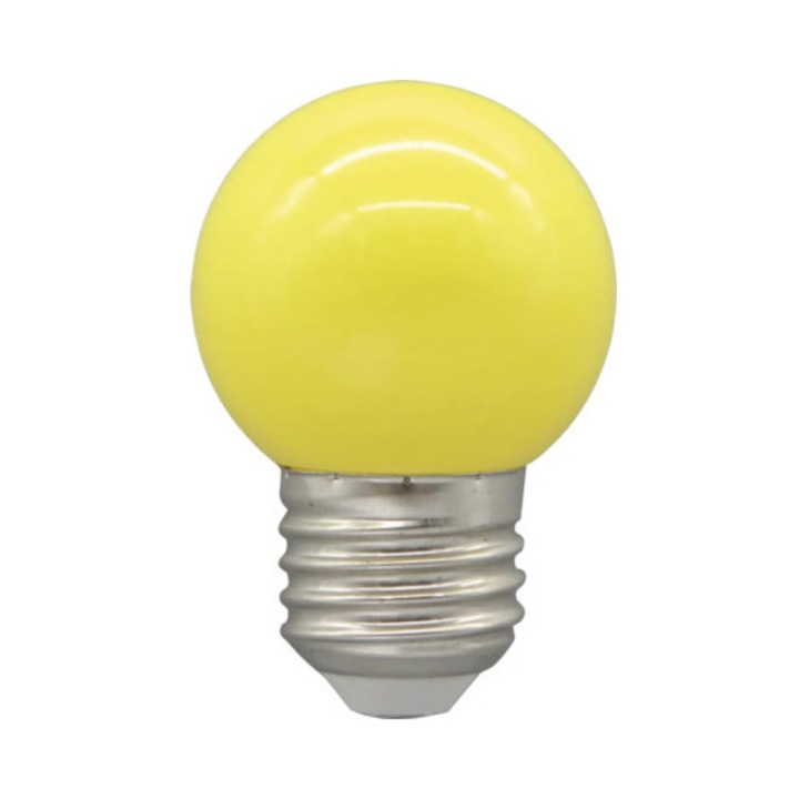 Set 10 becuri LED Well E27 3W, glob G45 transparent, lumina galbena