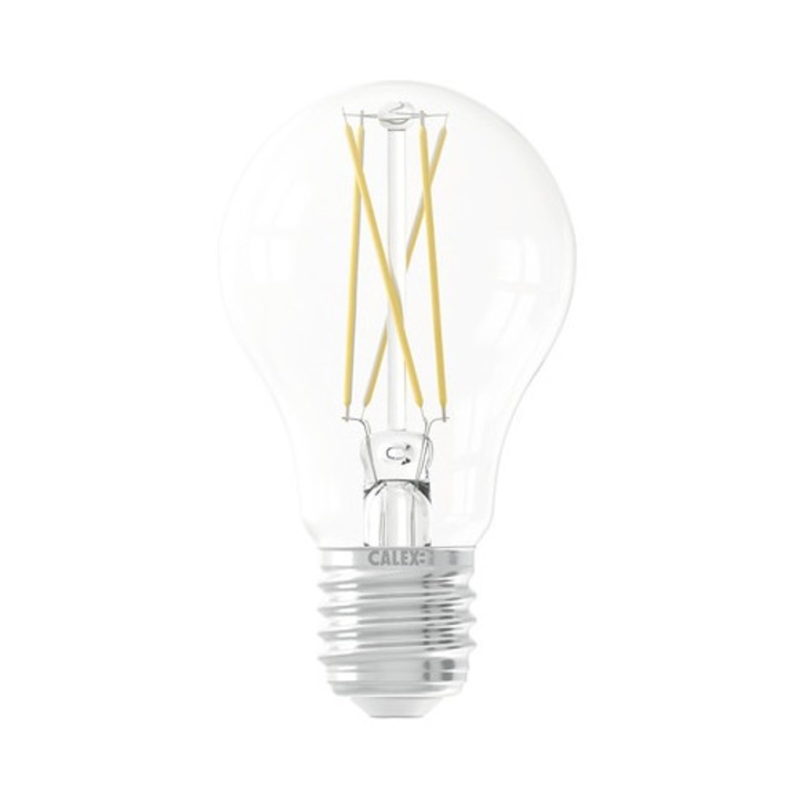 Bec LED variabil Calex E27 7W 806 lumeni, glob clar A60, conexiune WiFi, Tuya Smart