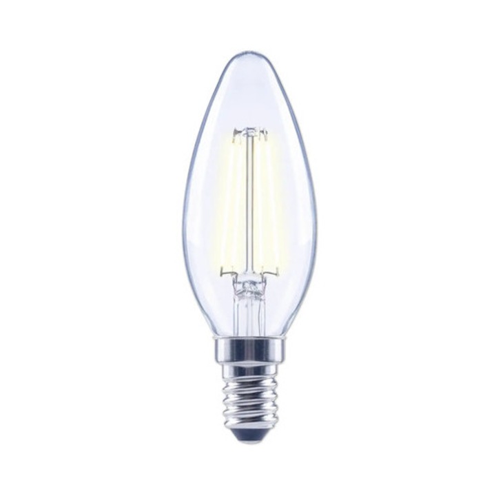Bec LED variabil Flair E14 2, 2W 470 lumeni, glob clar lumanare, lumina neutra