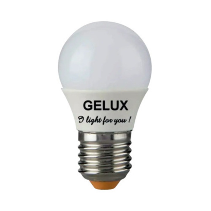 Bec LED Gelux E27 8W 806 lumeni, glob mat G45, lumina calda