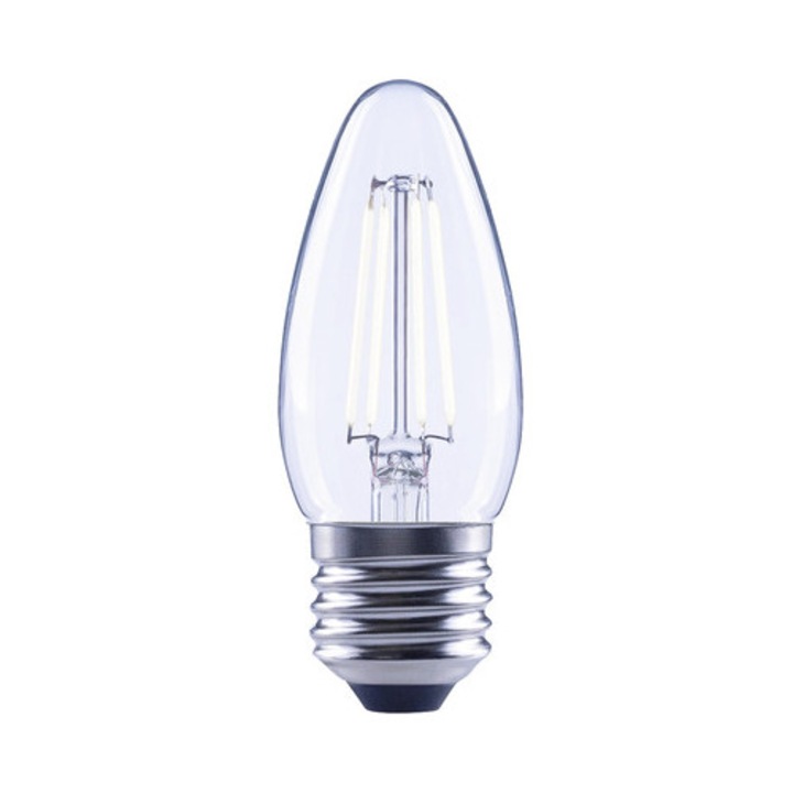 Bec LED variabil Flair E27 4W 470 lumeni, glob clar lumanare, lumina neutra
