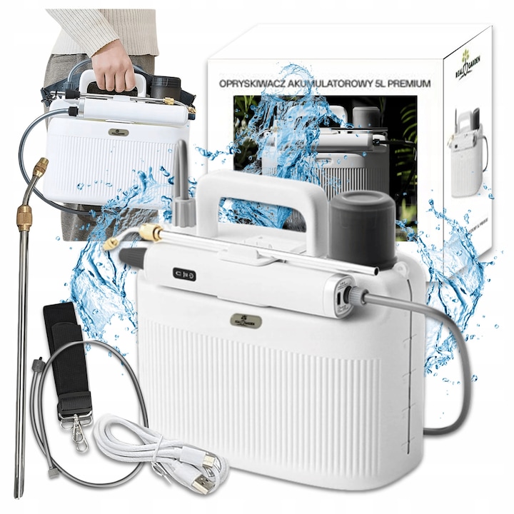 Pulverizator electric 5L, cu acumulator 2Ah, multicolor, pentru gradina si plante de interior