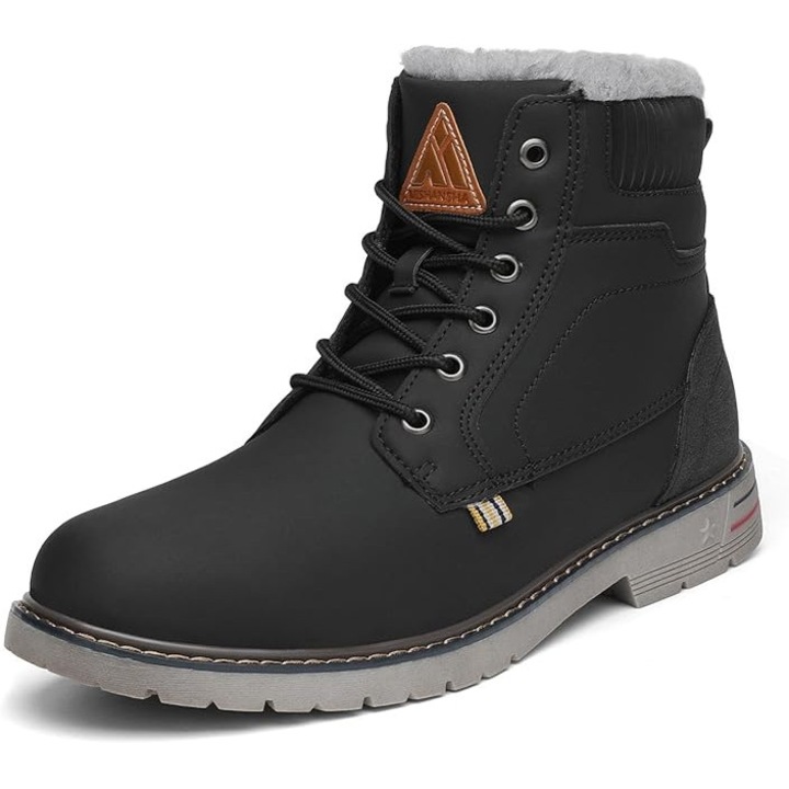 Ghete Iarna Unisex, Mishansha, Piele Sintetica, Blana, Negre, Marimea 38 EU