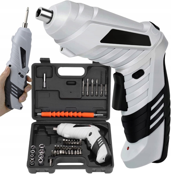 Set de Mini Surubelnita Electrica cu Acumulator USB si 45 Capete Intersanjabile in Valiza Portabila
