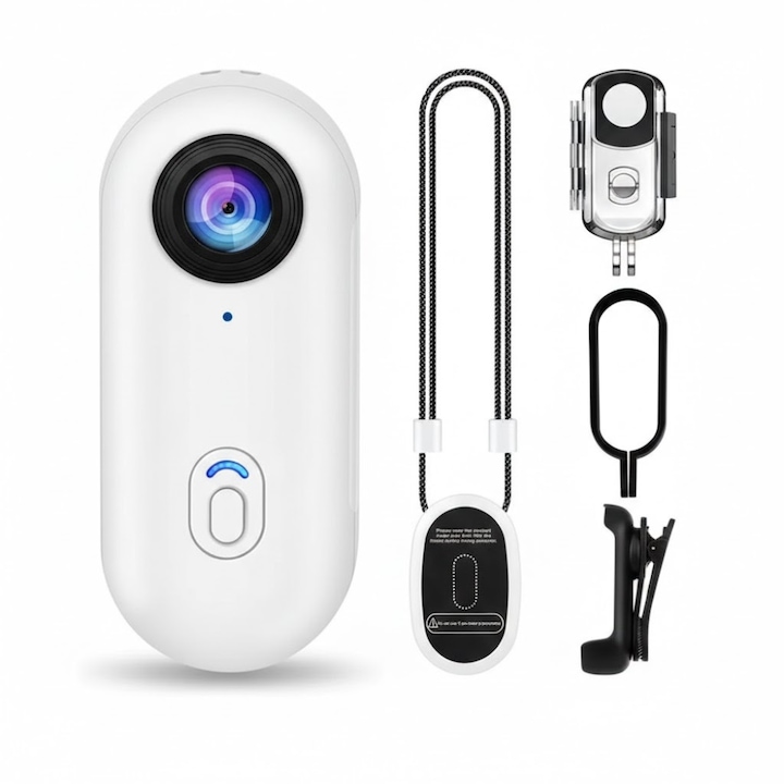 Спортна камера Juloria mini 4K, 120 широк ъгъл, магнитно закрепване, бяла