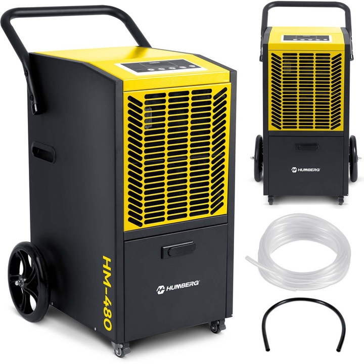Dezumidificator industrial Humberg HM-480, 50l/24h, 32x70x45cm, 31kg, cu pompa de apa