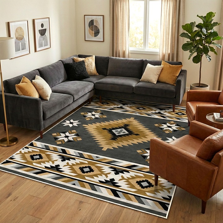 Csúszásgátló szobaszőnyeg, 80x200 cm, Bohém-elegáns stílus