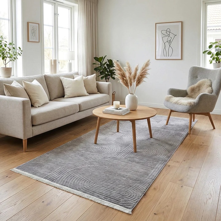 Traversa hol antiderapanta, 80x300 cm, soft 3D, model acolade, gri