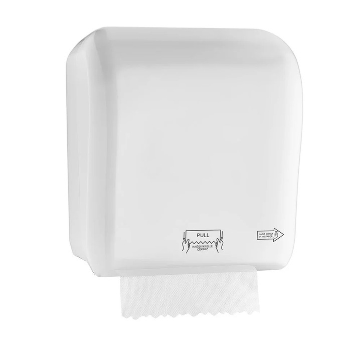 Horeca kéztörlő adagoló, ABS, környezetbarát, fehér, közösségi terekbe