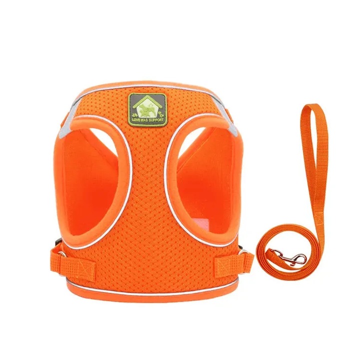 Ham ajustabil cu lesa pentru caini, portocaliu, HC1021 - L