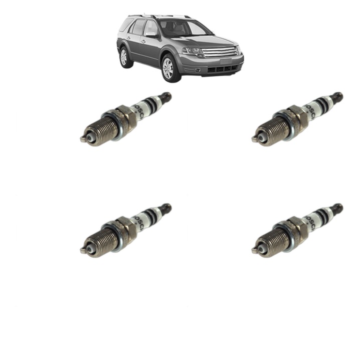 Set 4 Bujii Scanteie FORD USA TAURUS 3.2 223 CP din 1992 - 1995, bujie motor, Bosch, 4x Stickere auto cu FORD USA