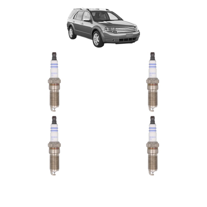 Set 4 Bujii Scanteie FORD USA TAURUS 3.5 AWD 370 CP din 2009, bujie motor, Bosch, 4x Stickere auto cu FORD USA