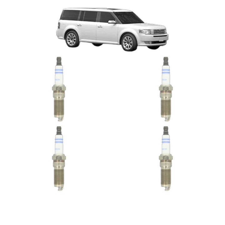 Set 4 Bujii Scanteie FORD USA FLEX 3.5 AWD 360 CP din 2009, bujie motor, Bosch, 4x Stickere auto cu FORD USA