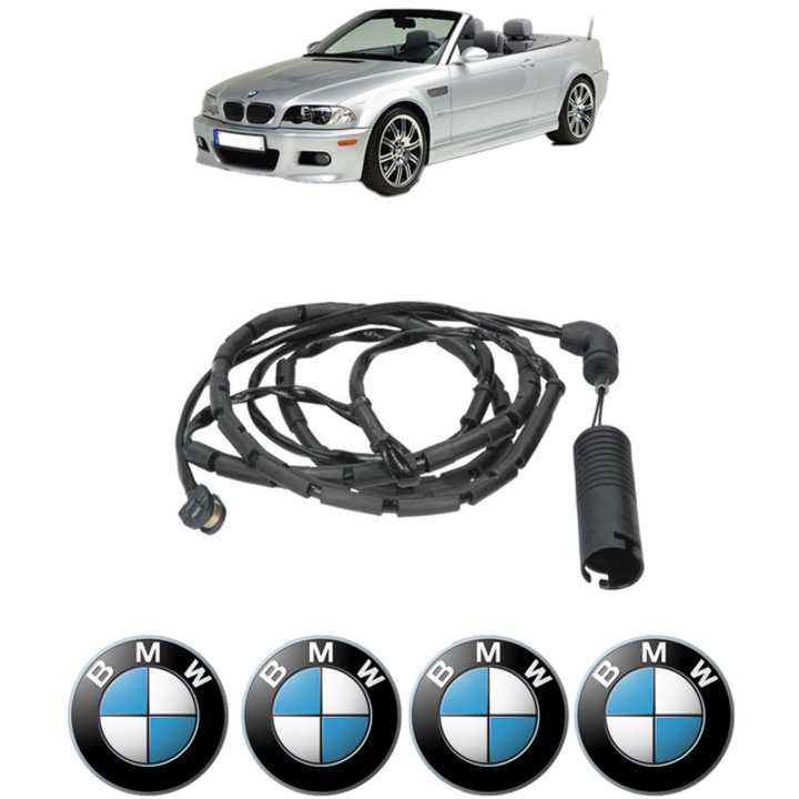 Senzor uzura placute frana BMW 3 Convertible (E46) 320 Ci 170 CP din 2000 - 2007, Bosch, 4x Stickere auto cu BMW