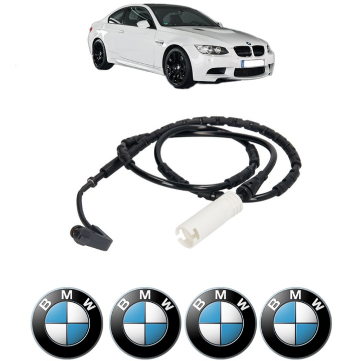 Senzor uzura placute frana BMW 3 Coupe (E92) 320 d xDrive 177 CP din 2008 - 2010, Bosch, 4x Stickere auto cu BMW