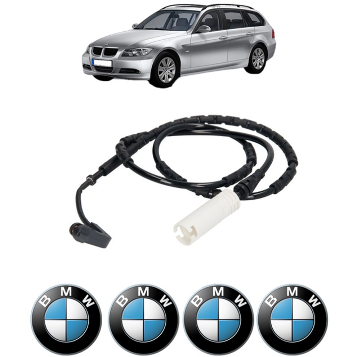 Senzor uzura placute frana BMW 3 Touring (E91) 320 d xDrive 197 CP din 2008 - 2010, Bosch, 4x Stickere auto cu BMW