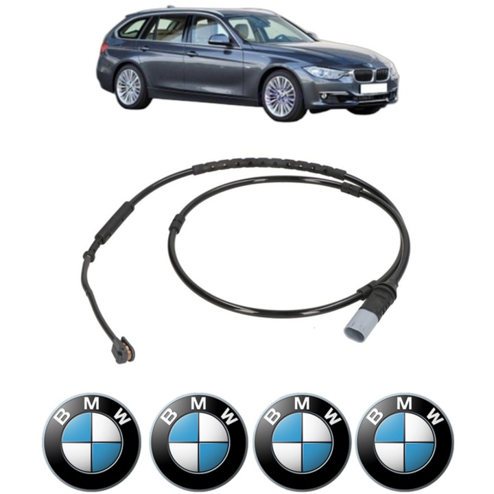 Senzor uzura placute frana BMW 3 Touring (F31) 320 d xDrive 163 CP din 2013 - 2019, Bosch, 4x Stickere auto cu BMW
