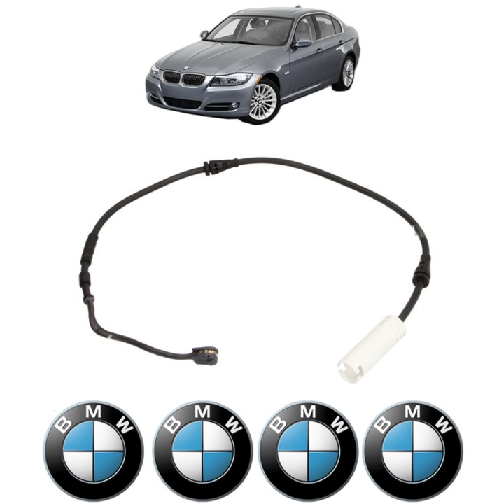 Senzor uzura placute frana BMW 3 (E90) 320 d 184 CP din 2010 - 2011, Bosch, 4x Stickere auto cu BMW