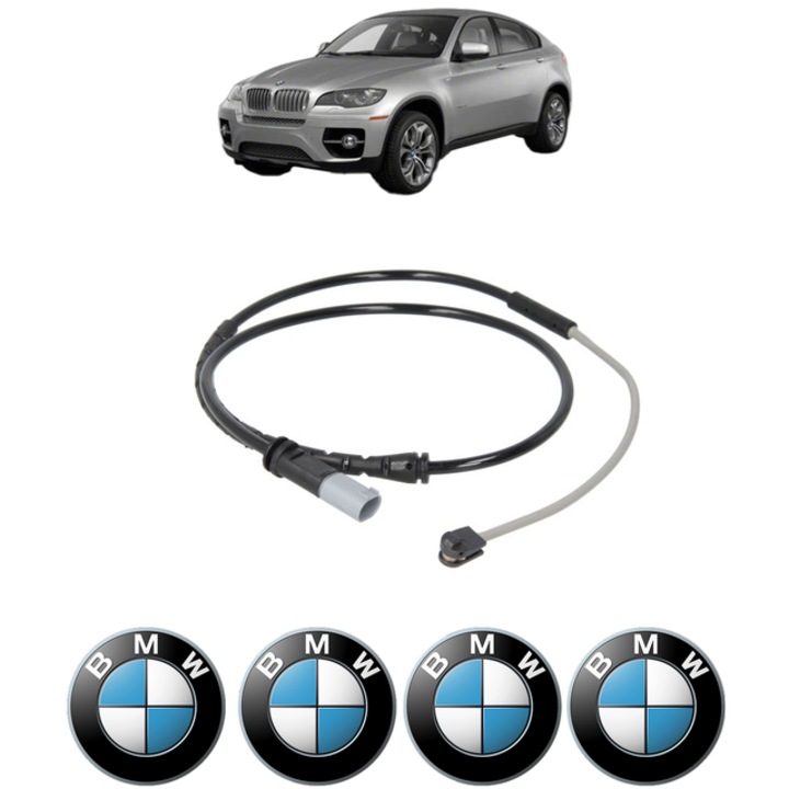 Senzor uzura placute frana BMW X6 (E71, E72) xDrive 35 i 320 CP din 2012 - 2014, Bosch, 4x Stickere auto cu BMW