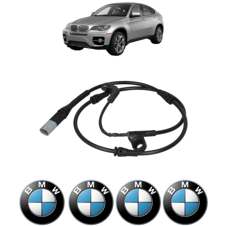 Senzor uzura placute frana BMW X6 (E71, E72) xDrive 35 i 326 CP din 2007 - 2010, Bosch, 4x Stickere auto cu BMW