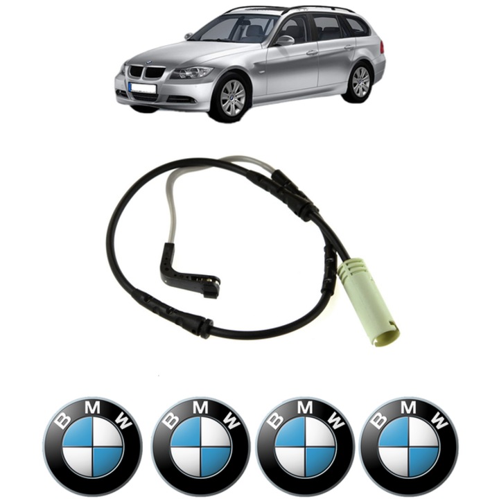 Senzor uzura placute frana BMW 3 Touring (E91) 320 d 150 CP din 2004 - 2007, Bosch, 4x Stickere auto cu BMW