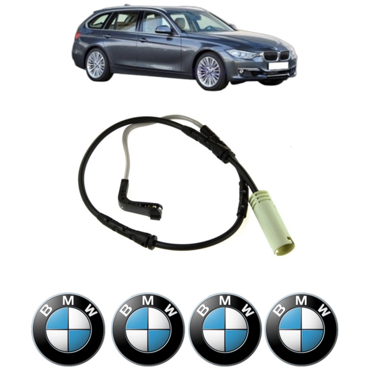 Senzor uzura placute frana BMW 3 Touring (F31) 320 d 200 CP din 2012 - 2016, Bosch, 4x Stickere auto cu BMW