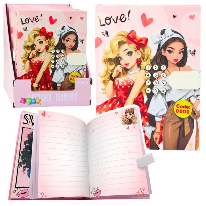 Caiet de notite pentru fete cu cod muzical, LEAN Toys, pagini colorate, 20,5x15,5x4cm