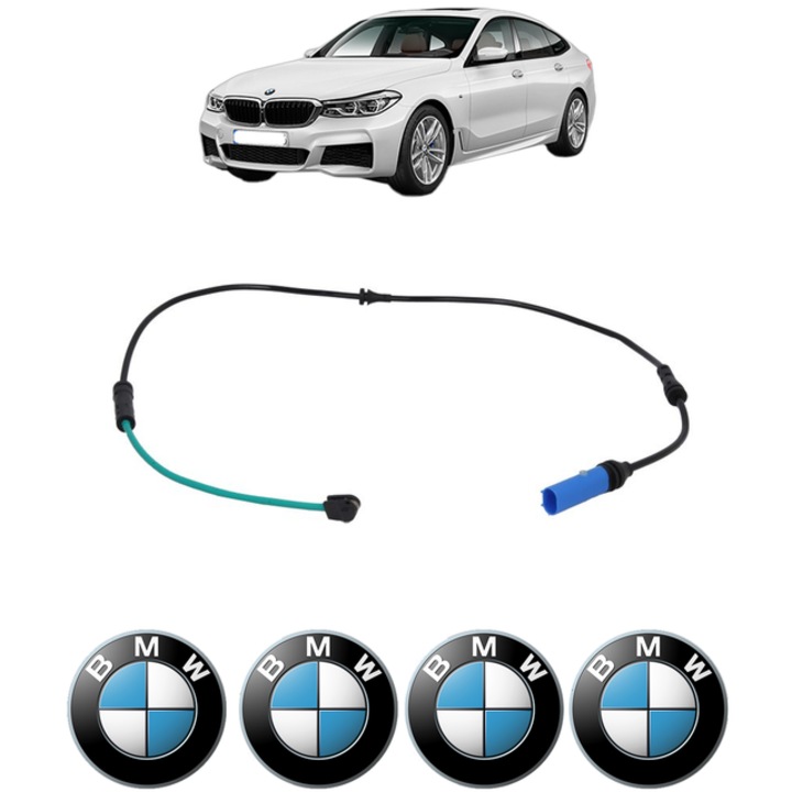 Senzor uzura placute frana BMW 6 Gran Turismo (G32) 640 d xDrive 320 CP din 2017 - 2020, Bosch, 4x Stickere auto cu BMW