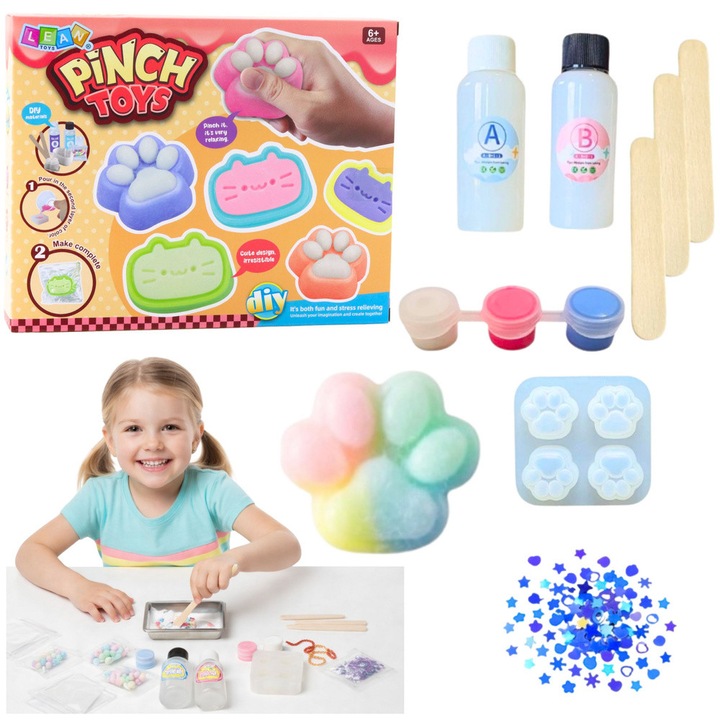 Творчески комплект играчки, LEAN Toys, котешка лапа, 44 части, многоцветен, 27x21,5x5см