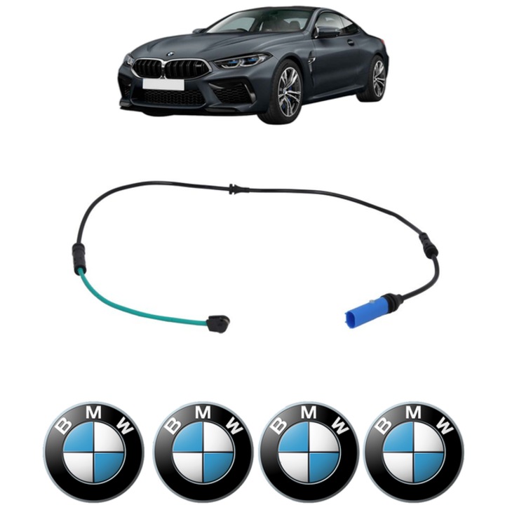 Senzor uzura placute frana BMW 8 Gran Coupe (G16, F93) 840 d xDrive 320 CP din 2019 - 2020, Bosch, 4x Stickere auto cu BMW