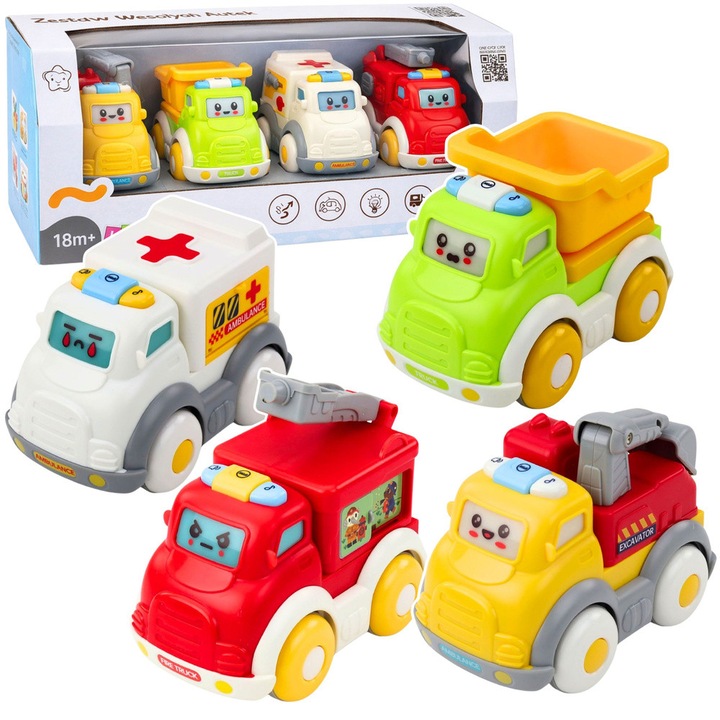 Set masinute LEAN Toys, cu efecte de lumini si sunete, multicolor, 42x15,5x15,5cm
