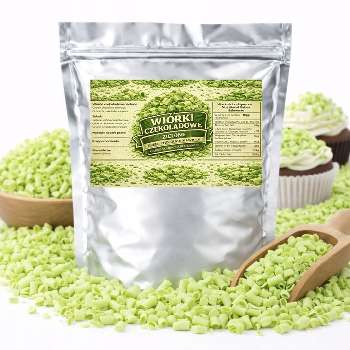 Fulgii de ciocolata - WORLD CASE, 50 g, decorare prajituri, verde