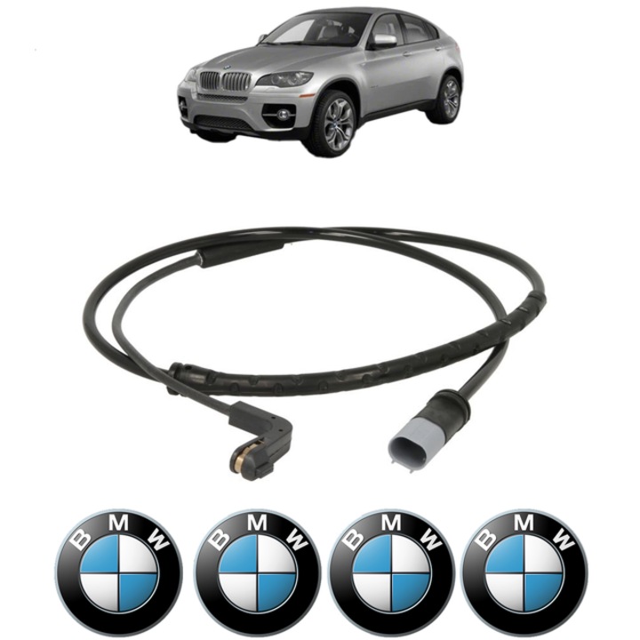 Senzor uzura placute frana BMW X6 (E71, E72) xDrive 50 i 449 CP din 2007 - 2014, Bosch, 4x Stickere auto cu BMW
