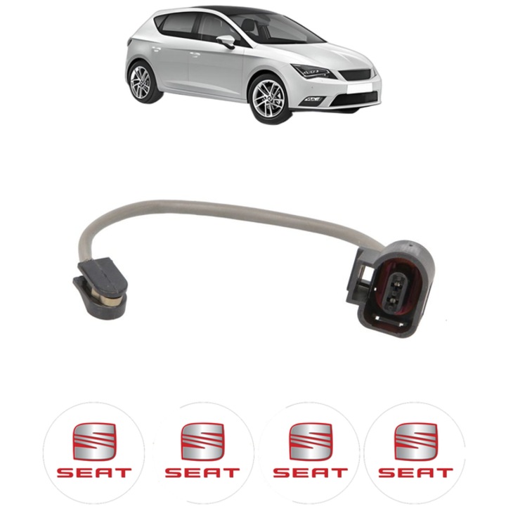 Senzor uzura placute frana SEAT LEON (5F1) 1.5 TSI 150 CP din 2018 - 2020, Bosch, 4x Stickere auto cu SEAT