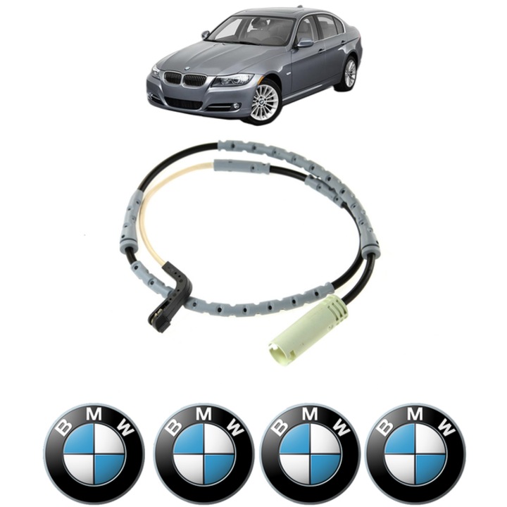 Senzor uzura placute frana BMW 3 (E90) 320 d xDrive 163 CP din 2008 - 2011, Bosch, 4x Stickere auto cu BMW