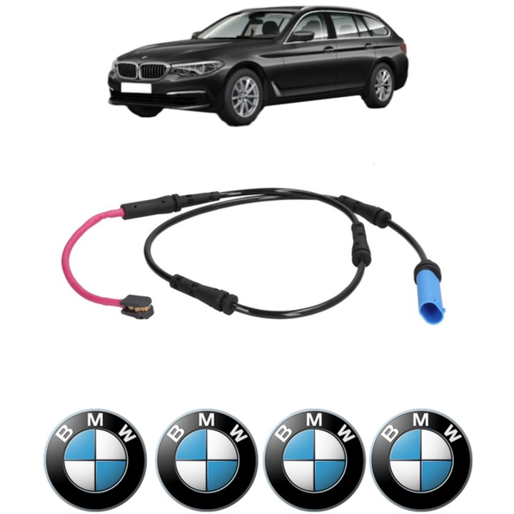 Senzor uzura placute frana BMW 5 Touring Van (G31) 540 d xDrive 320 CP din 2017, Bosch, 4x Stickere auto cu BMW