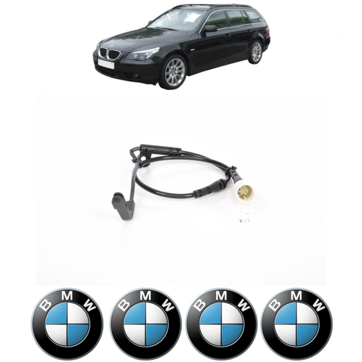 Senzor uzura placute frana BMW 5 Touring (E61) 530 d xDrive 235 CP din 2007 - 2010, Bosch, 4x Stickere auto cu BMW