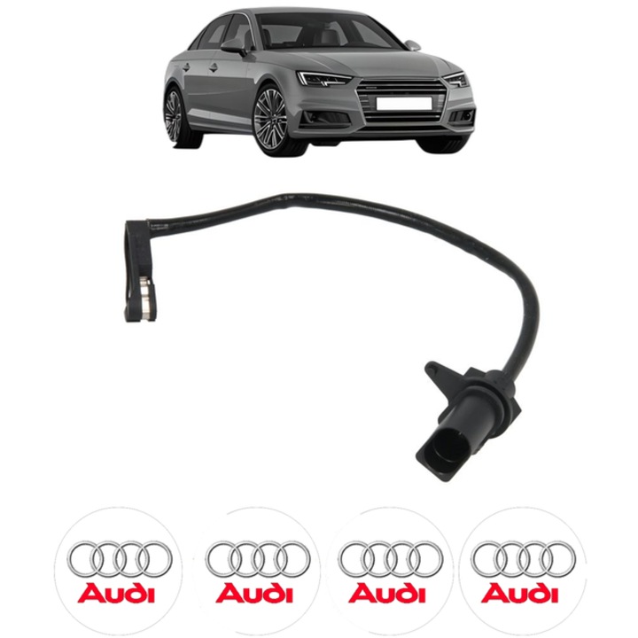 Senzor uzura placute frana AUDI A4 B9 (8W2, 8WC) 2.0 TDI quattro 150 CP din 2016 - 2019, Bosch, 4x Stickere auto cu AUDI