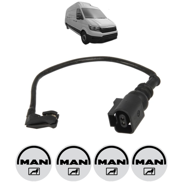 Senzor uzura placute frana MAN TGE Van 2.0 TDI RWD (11V, 12V, 33V, 34V, UYB, UYC, UYD) 122 CP din 2017 - 2021, Bosch, 4x Stickere auto cu MAN