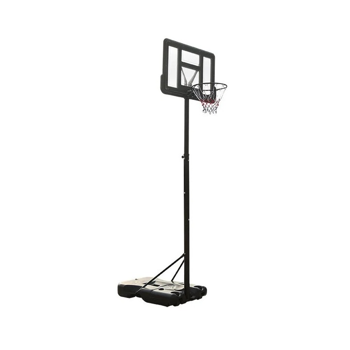 Cos de baschet Homeone Hoopster cu inaltime reglabila 135-305cm, baza cu apa si roti, negru si rosu, dimensiuni 90x60x15cm