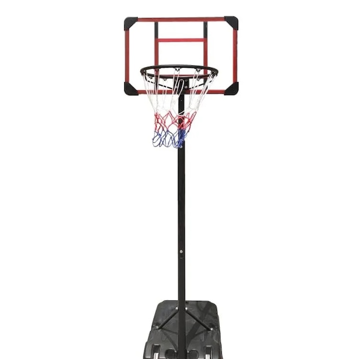 Cos de baschet Homeone Hoopster cu inaltime reglabila 150-260cm, baza cu apa si 2 roti, negru si rosu