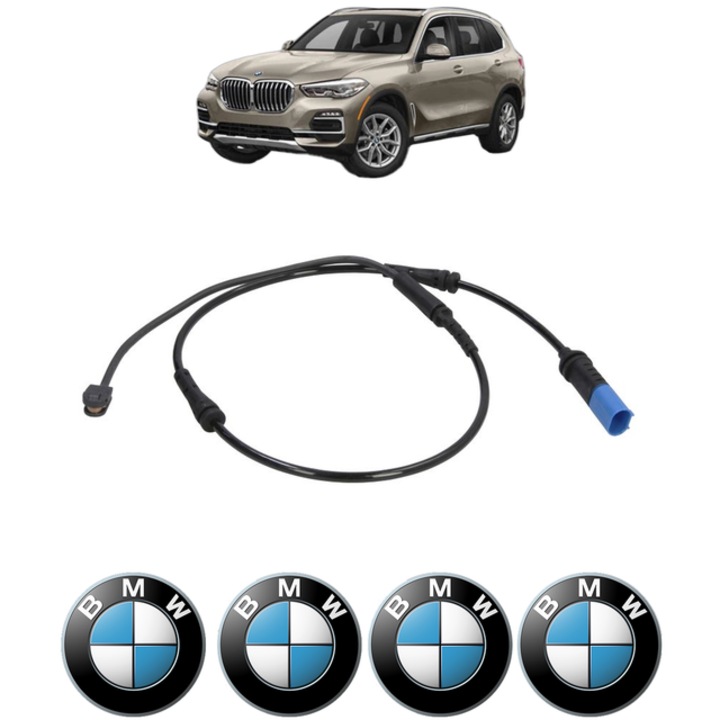 Senzor uzura placute frana BMW X5 Van (G05) xDrive 40 i 340 CP din 2019 - 2023, Bosch, 4x Stickere auto cu BMW