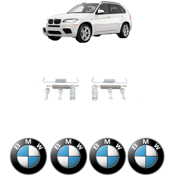 Set accesorii frana, pentru frana de mana BMW Seria X5 (E70) xDrive 35 i 320 CP din 2012 - 2013, Bosch, 4x Stickere auto cu BMW