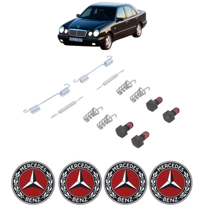 Set accesorii frana, pentru frana de mana MERCEDES-BENZ E-CLASS (W210) E 250 D (210.010) 113 CP din 1995 - 1999, Bosch, 4x Stickere auto cu MERCEDES-BENZ