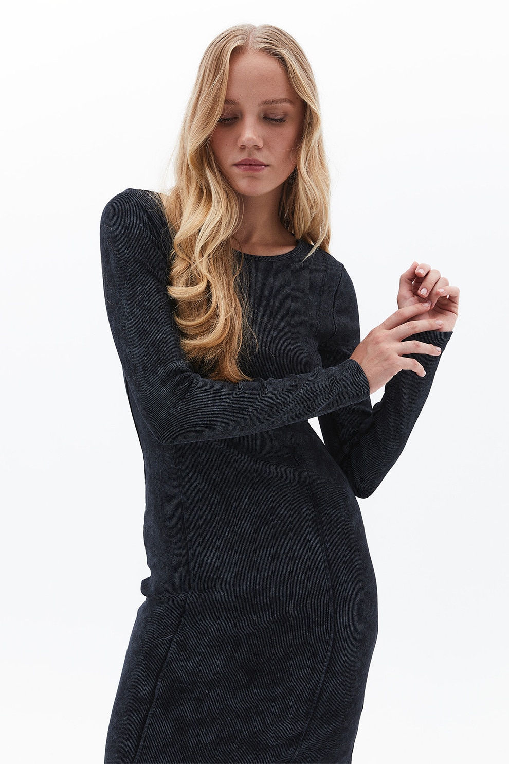 OXXO, Rochie lunga cu decolteu rotund, Negru, L