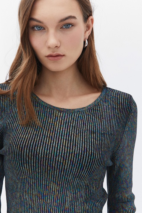 OXXO, Pulover crop din amestec de bumbac, Multicolor